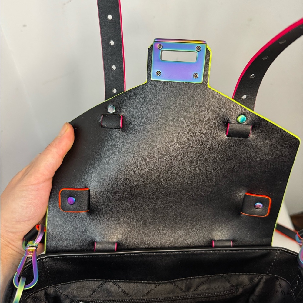 Michael Kors Black Satchel with Multicolor Trim - Picture 9 of 16